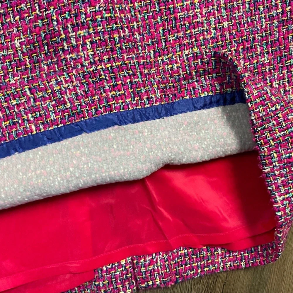 J.Crew Autumn Tweed Pencil Skirt Womens 12 Pink Purple‎ Made in Italy Classy